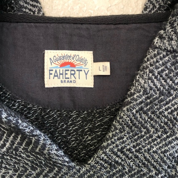 Faherty Men’s Herringbone French Terry Beach Hoodie in Granite Size L - Picture 8 of 14